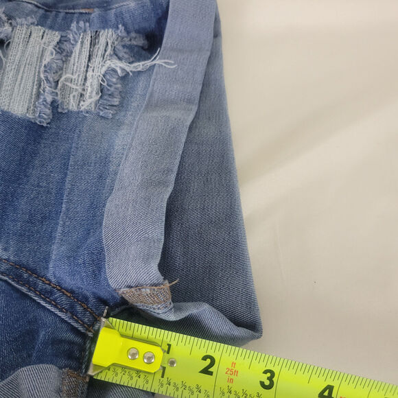 Ibiza Denim Shorts Junior 3 Blue Jean High Rise Push Up Triple Button Distressed - Picture 7 of 14